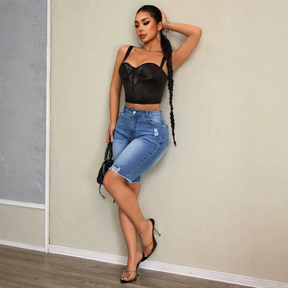 Short · Denim · Bleu