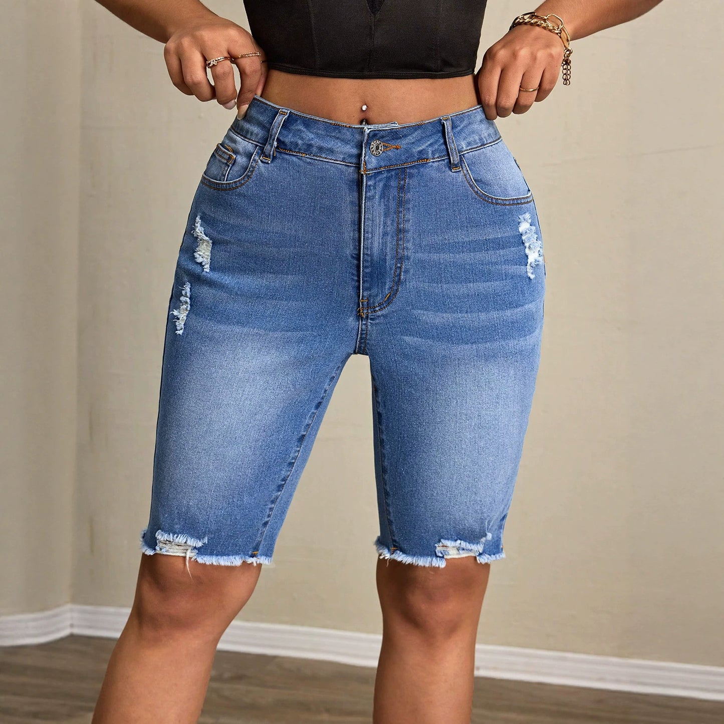 Short · Denim · Bleu