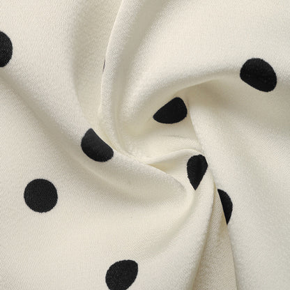 French Vintage Polka Dot Cinched Ruffled Sleeveless Shirt for Women